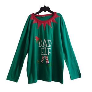 Dad‎ Elf Christmas long sleeve shirt siz XL green red